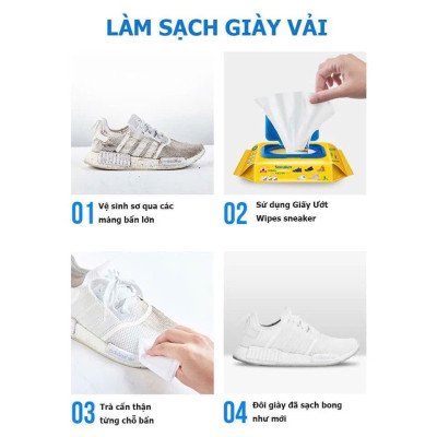 Khăn ướt lau giày gói 80 miếng, khăn lau đa năng, khăn vệ sinh túi xách balo