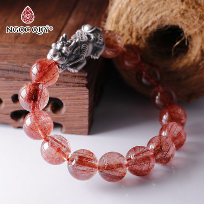 Vòng thạch anh tóc đỏ 12mm tỳ hưu nạc tài lộc mệnh hỏa, thổ - Ngọc Quý Gemstones