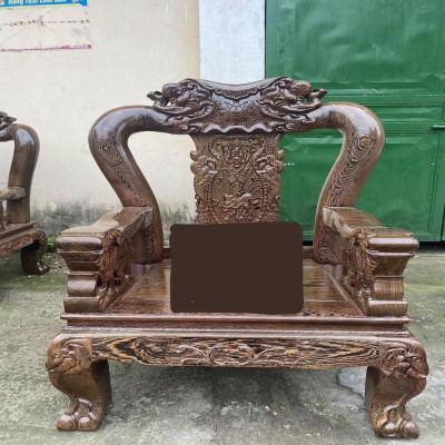 Bộ Bàn Ghế Minh Quốc Voi Gỗ Mun Đuôi Công