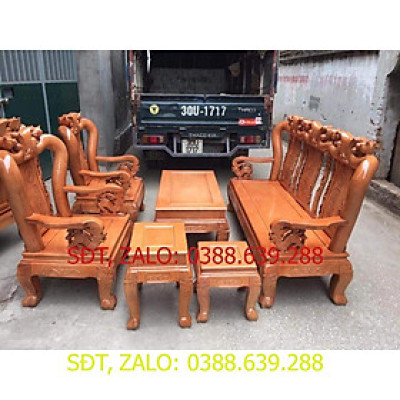 Bộ bàn ghế giả cổ trạm đào gỗ sồi nga