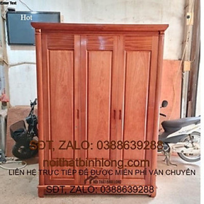 Tủ áo gỗ xoan đào 3 cánh 2 ngăn