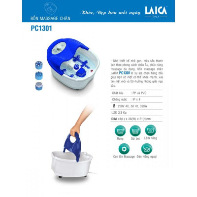 Bồn massage chân Laica PC1301 Tặng Gói ngâm chân BKST loại 2 túi 