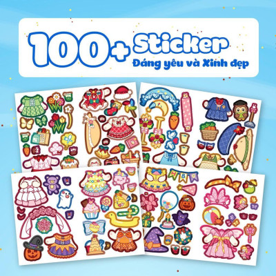 Sách - Mini Fashion - Bóc Dán Hơn 400+ Stickers Váy, Phụ Kiện Xinh Đẹp Cho Bé Gái - Combo 4 Cuốn - Megabook