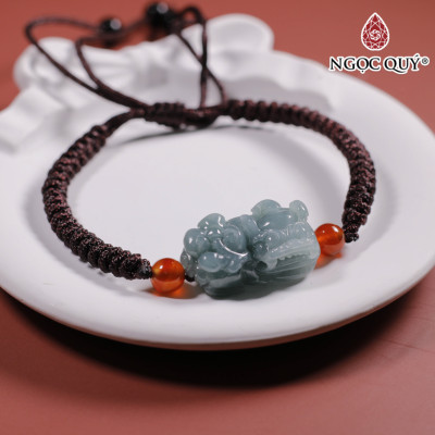 Vòng thắt dây tỳ hưu đá cẩm thạch lam ngọc type A 15x24mm mệnh thủy, mộc - Ngoc Quý Gemstones