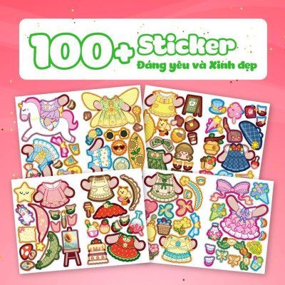 Sách - Mini Fashion - Gấu Honey - Bóc Dán Hơn 100+ Stickers Váy, Phụ Kiện Xinh Đẹp Cho Bé Gái - Megabook