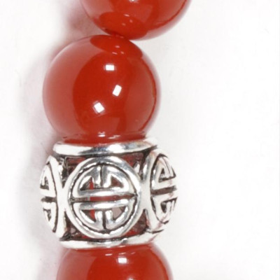Vòng Đá mã não đỏ Đỏ Thiên Nhiên Phối Charm  bạc (8mm) 