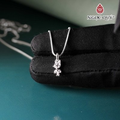 Dây chuyền bạc mặt họa tiết hoa đính đá 10x5mm - Ngọc Quý Gemstones