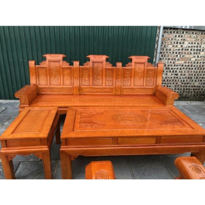 Bộ bàn ghế âu á hộp - gỗ sồi nga - Loại 2m2 và 2m4
