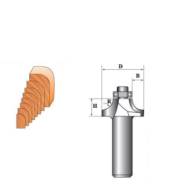 Mũi phay, mũi soi, mũi cắt vát cạnh tròn lồi 1/2"x5/16"(R=3.97mm) ARDEN