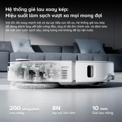 Robot Hút Bụi Lau Nhà Roborock Qrevo EdgeT Lực 18.500 Pa, Giặt Nước Nóng - Hàng Chính Hãng