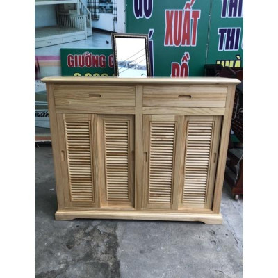 Tủ Đựng Giày Dép Thông Minh Cửa Lùa 4 Cánh Gỗ Thông 100% ( Ngang 1m2 )