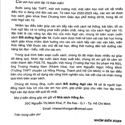 SÁCH-  Bồi Dưỡng Ngữ Văn 10 (Dùng Kèm SGK Chân Trời)_HA-MK