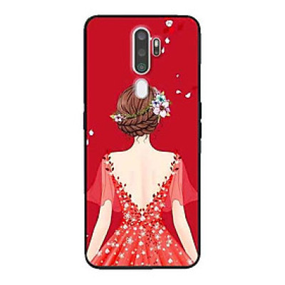 Ốp Lưng in cho Oppo A9 2020 Mẫu Cô Gái Váy Đỏ - Hàng Chính Hãng