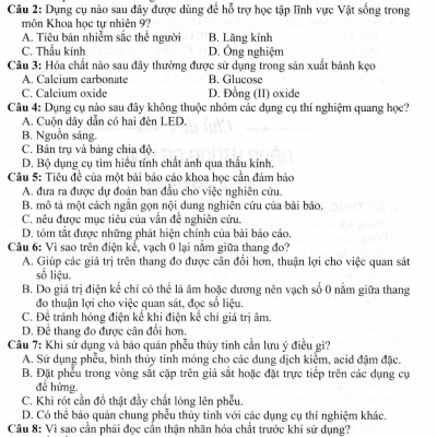 Hướng Dẫn Trả Lời Câu Hỏi Và Bài Tập Khoa Học Tự Nhiên 9 (Dùng Kèm SGK Chân Trời Sáng Tạo) - HA
