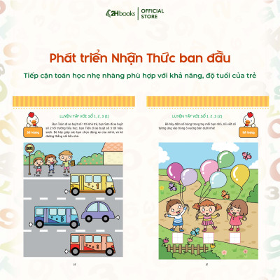 Sách toán cho bé, Phát triển tiềm năng toán học cho trẻ - Toán học cho trẻ mẫu giáo - Lớp chồi 1 (Tái Bản 2021)- 2HBookss