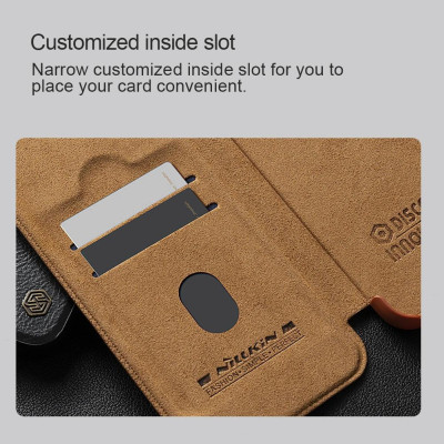 Bao da cho iPhone 16 Pro Max - 16 Pro NILLKIN QIN PROP - bảo vệ Camera kiêm giá đỡ - Hàng chính hãng