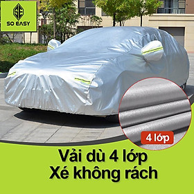 Bạt Phủ xe Ô Tô Bạt phủ xe hơi - áo trùm che phủ xe hơi nhôm bạc 4 chỗ đến 7 chỗ 