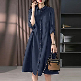 Đầm Nữ Dài Sơ Mi Haint Boutique Váy Công Sở Nữ Thiết Kế Chất Linen Phong Cách Hàn Quốc Vintage đi dự tiệc Da207