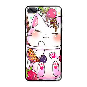 Ốp lưng kính cường lực cho iPhone 7 Plus mèo 207 - Hàng chính hãng