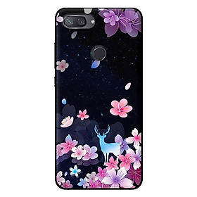 Ốp in cho Xiaomi Mi 8 Lite Hoa Hươu Nền Đen - Hàng chính hãng