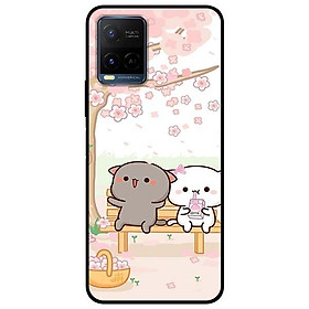 Ốp lưng dành cho Vivo Y21 - Vivo Y21s mẫu Cặp Đôi Mèo Hái Hoa