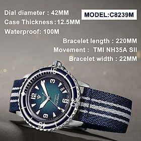 Đồng Hồ Nam Cadisen C8239M2 Chính Hãng Full Box Chống Nước Kính Chống Xước Dây Vải BH 2 Năm Máy Cơ
