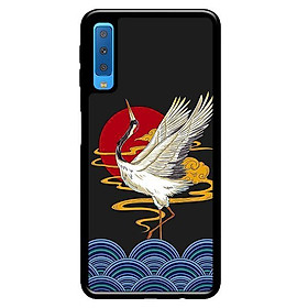 Ốp in cho Samsung Galaxy A7 2018 Hạc Bay Nền Đen - Hàng chính hãng