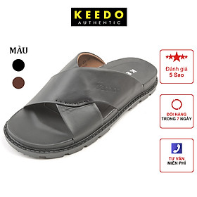 Dép nam quai chéo da thật quai ngang cao cấp KEEDO TN-8626-20