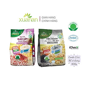 Combo 2 túi: Ngũ Cốc Gạo Lứt Huyết Rồng 400G + Ngũ Cốc Yến Mạch Óc Chó Và Mè Đen 400G [ít đường](Tặng Kèm 1 Túi Yến Mạch 150G)