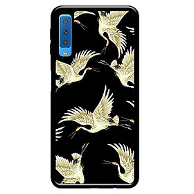 Ốp in cho Samsung Galaxy A7 2018 Hạc Nền Đen - Hàng chính hãng