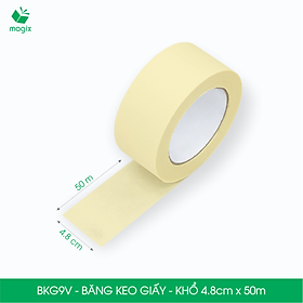 BKG9V - Block 3 cuộn băng keo giấy khổ 4.8cm x 50m - Băng dính giấy viết được, chặn màu sơn