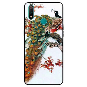 Ốp Lưng in cho Realme 3 Mẫu Chim Công Hoa Đỏ - Hàng Chính Hãng
