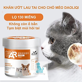 Khăn Ướt DORRIKEY Lau Tai-Mắt Cho Chó Mèo giúp vệ sinh sạch sẽ 130 miếng/1 Hộp