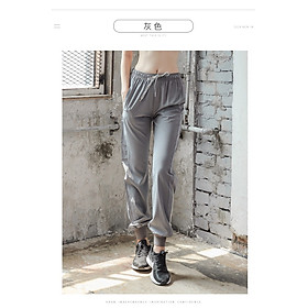 Quần dài jogger nữ vải dù hàng Quảng Châu phong cách thể thao, năng động