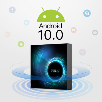 Android tivi box T95 điều khiển cử chỉ và giọng nói tiếng việt có Bluetooth 4GB RAM 32GB ROM android 10 voice wifi kép 2 băng tần có cài sẵn ứng dụng truyền hình miễn phí vĩnh viễn, phim HD - Hàng Nhập Khẩu