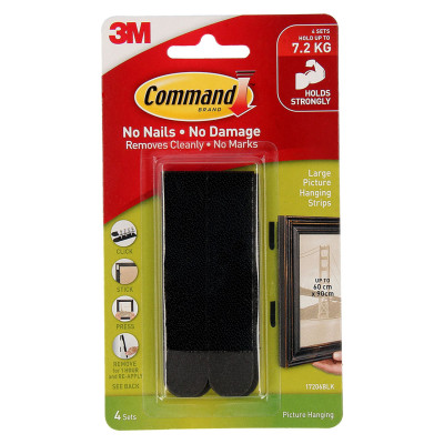 Bộ 8 miếng (4 cặp) móc treo tranh cường lực siêu dính 7kg Command 3M 17206 - Không khoan, thẩm mỹ caokhông đục, không vỡ tường