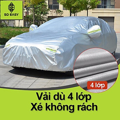 Bạt Phủ xe Ô Tô Bạt phủ xe hơi - áo trùm che phủ xe hơi nhôm bạc 4 chỗ đến 7 chỗ 