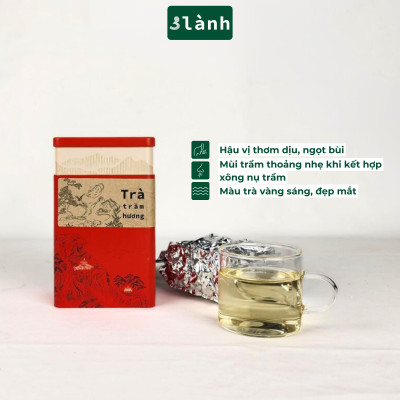 Trà Trầm Hương Dạng Lá Hộp 50gr 3 Lành Hoàn Toàn Từ Lá Dó Bầu Ngủ Ngon Giảm Stress