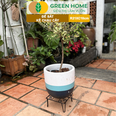 Đế Kê Chậu Cây Greenhome, R21xc10cm, Bằng Sắt Sơn Tĩnh Điện, Màu Đen, Uốn Mỹ Nghệ, Bền, Đẹp, Nhiều Hình Dạng Lựa Chọn