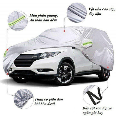 Bạt phủ trùm xe ô tô vải dù Oxford tráng bạc 3 lớp cao cấp chống xước, chống nắng, chống cháy cho ô tô, dày dặn bóng mịn