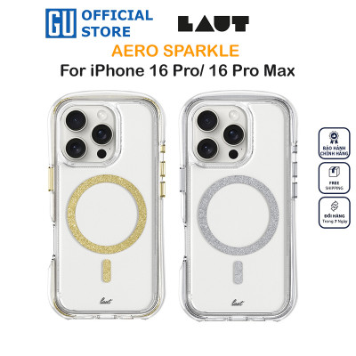 Ốp Lưng LAUT Aero Sparkle Cho iPhone 16 Pro/ 16 Pro Max Có Sạc Không Dây Thiết Kế Trong Suốt Như Pha Lê Hàng Chính Hãng