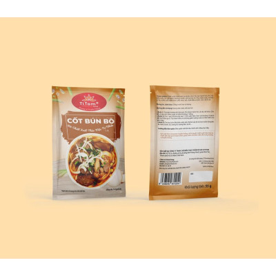 1 lốc 16 gói Gia vị bún bò - Gia vị bún bò nêm sẵn - Cốt bún bò TITOM 55g