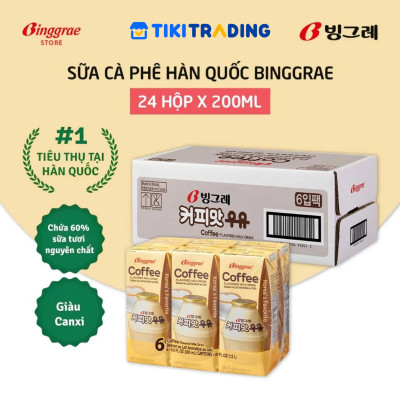 Thùng 24 hộp Sữa vị cà phê 200ml nhãn hiệu Binggrae