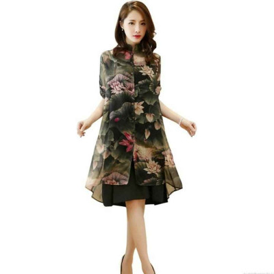 Đầm trung niên họa tiết dn21072801
