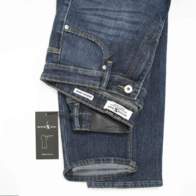 Quần Jeans Nam Cao Cấp HUNTER X-RAYS Form Slimfit Thun Màu Xanh Đậm Phủ Dơ Bụi D27