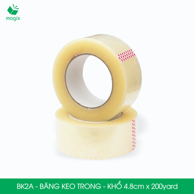  BK2A - 1 cuộn băng keo trong khổ 4.8cm x 200yard - Băng dính đóng hàng, băng keo khổ lớn