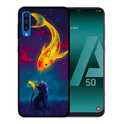 Ốp lưng in cho Samsung Galaxy A7 2018 mẫu Mèo Và Cá - Hàng chính hãng