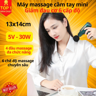 Máy Massage Cầm Tay Mini, Súng Massage Mini Toàn Thân 6 Cấp Độ Chuyên Sâu Đa Năng D Danido