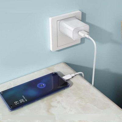 Bộ sạc nhanh 5A/22.5W Hoco DC19 chuôi dẹt kèm dây sạc Type-C dài 1M, QC3.0 , sạc VOOC cho Android - Hàng chính hãng
