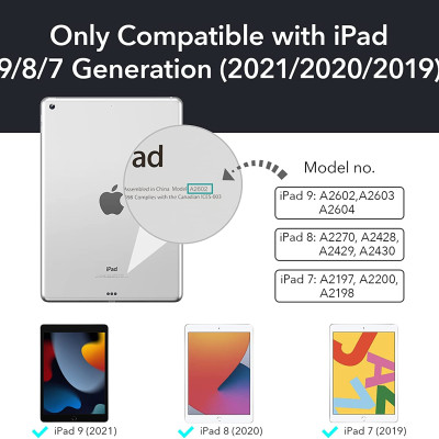 Bao da dành cho iPad Gen 9 10.2 inch 2021 ESR Rebound Pencil Slim Smart Case (Có khe cắm bút Apple Pencil) - Hàng Nhập Khẩu